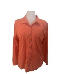 CASLON Nordstrom Women’s Coral Orange Button-Down Collared Long Sleeve Shirt